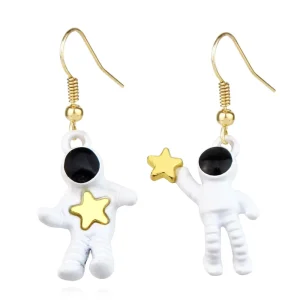 Asymmetric Pentagram Ear Hook Earrings for Girls Space Astronauts Pendant Earring Fashion Star Women’s Party Jewelry