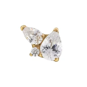 Aurien Fashion ASTM F136 Titanium Piercing Jewelry Pear Earring Stud Toi Moi Rook Cartilage Sparkling 16g Threaded Body Jewelry