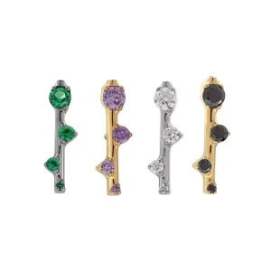 Aurien Unique Fashion ASTM F136 Titanium Internally Threaded 16g Bar End with CZ Cartilage Helix Earring Piercing Body Jewelry