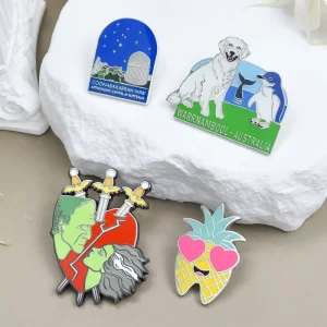 Australia Tourist Souvenir Enamel Lapel Pins Dog Penguin Pineapple Metal Brooch Custom City Travel Gift Badge