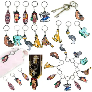 Australian Aboriginal Boomerang Koala Kangaroo Emu Platypus Australia Is Calling Theme 2D Rubber Carabiner Keychains Bulk Custom