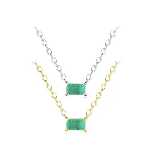 Authentic 925 Sterling Silver Green Tourmaline Necklace Pendant for Women Wedding Statement Jewelry Gifts