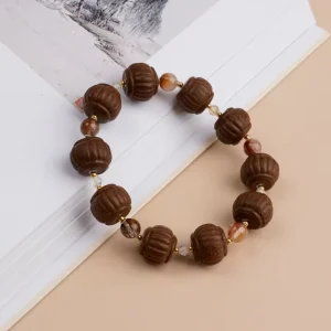 Authentic Imperial Palace 14mm Incense Beads Rutilated Quartz Bracelet Handmade Lucky Wellness Prosperity Crystal Jewelry