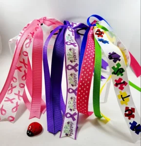 Autism Breast Cancer Epilepsy Pony Tail Streamer Hair Bow for Girls Anticancer pink Ribbon Hair Bows