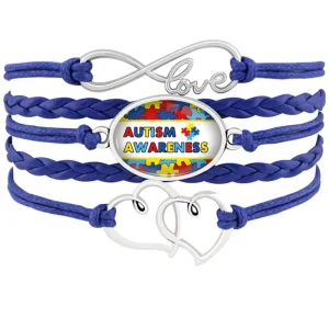 Autism Speak Bracelet Jigsaw Puzzle Piece Charm Grandma Nana Mom Dad Auntie Daughter Son Rhinestone Autism Awareness Bracelet