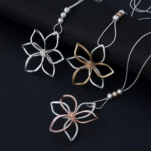 Autumn Flower Collar Necklace Fashion Suspension Pendants Costume Jewelry for Women Vintage