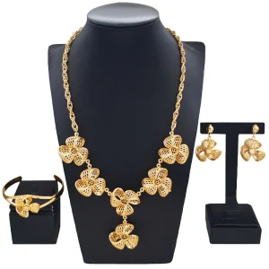 Available 18K Gold Jewelry Sets High Quality Bridal Necklace Jewelry Set Fashion Women Costume Accessories DH2302819