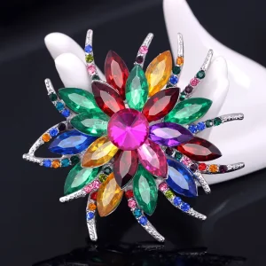 B020 European American style Alloy Crystal Brooch Women Fashionable Rhinestones Brooch Pink Jewelry
