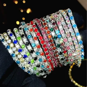 B07 New Fashion Crystal Women’s Bracelet Bangle Chains Gold Color Elastic Bracelets Hand Jewelry for Women Wedding Accessories