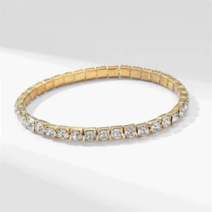 B07 New Fashion Crystal Women’s Bracelet Bangle Chains Gold Color Elastic Bracelets Hand Jewelry for Women Wedding Accessories