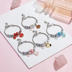 B172T Cartoon Heart Bangle Stainless Steel Pvd Plated Brushed Finish Waterproof Anti Allergy Non Fading Durable Jewelry