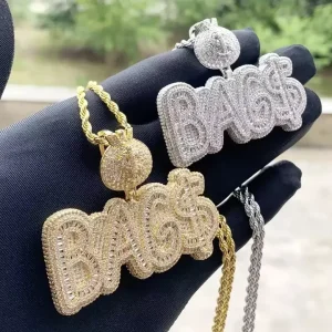 BAG Money Bag Pendant Necklace Dollar Sign CZ Iced Out Hip Hop Jewelry for Men