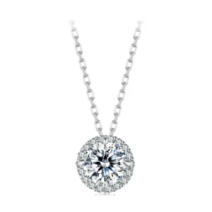BAGREER Women’s Pav Setting CZ Moissanite Plated White Gold Fashion Costume Jewelry Necklace MSN046 L 1CT Shining Moissanite