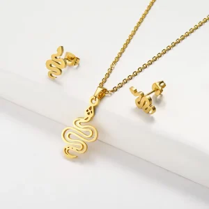 BAOYAN Fashion Jewelry 18K Gold Plated Snake Stainless Steel Jewelry Sets, Stainless Steel Jewelry for Wome