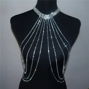 BC22865 Rhinestone Tassel Body Chain Body Jewelry Bra Chain Necklace