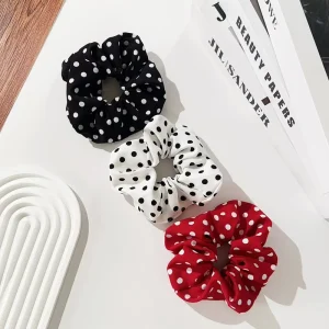 BELLE WORLD Retro Polka Dot Scrunchies Hair Ties Elastic Ponytail Hair Rope Fashion Elegance Hair Accessories Women Girls