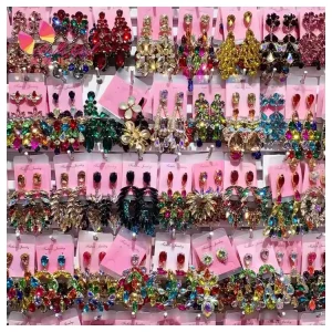 BELLEWORLD Elegant Vintage Style Fashion Jewelry Colorful Dangle Rhinestone Earring Luxury Crystal Earrings Set for Women