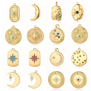 BM High Quality DIY Accessories Flower Compass Square Oval PVD Plated Waterproof Stainless Steel Charms for Jewelry Making