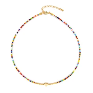 BOHEMIA Miyuki Seed Beads Necklaces Copper Gold Plated Bead Heart Handmade Choker Necklace Fashion Jewelry Necklaces