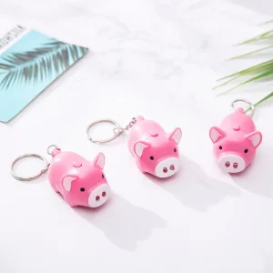 BS 027 Manufacturer Cute Mini Cartoon Piggy LED Sound and Light Festive Keychain Creative Gift Pendant Doll