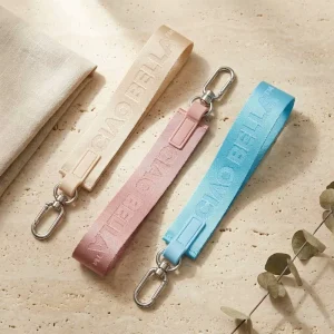 BSBH Fashion Custom Logo Nylon Jacquard Wristlet Keychain Strap Mini Short Hand Lanyard for Women Men Bag