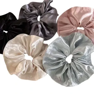 BSCI Factory Best Selling French Retro Fashion Girl Hair Accessories Satin Fabric Hair Scrunchies High Quality