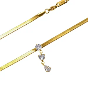 BUSTYLE Stainless Steel Snake Chain Zircon Pendant Necklace Trendy Women’s Layering Jewelry Gift