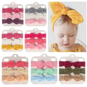Baby Hair Band Children’s Polyester Bow Rabbit Ears Handmade Sweet Hair Accessory Headband & Headwrap Set