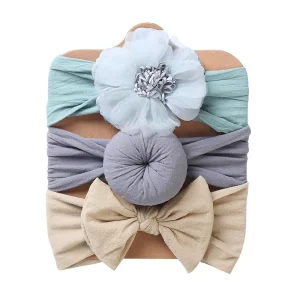Baby Nylon Donut Headband Baby Hair Bow Top Knot Hairbands Soft Newborn Fabric Turban Head Wrap Hair Bands Set