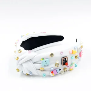 Back to School Knotted Headbands with Pencil Chalkboard & Calculator Charms Cute School Supplies Themed Hair Accessories