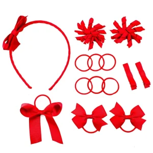 Back to School Students Hair Bows Set Colorful Cheer Hair Tie School Uniform Headband Kids Hair Accessories