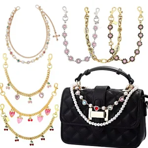 Bag Chain Charms Pearl Chain Strap Aesthetic Decorative Handbag Chain Accessories for Women Shoulder Bag Crossbody Bag