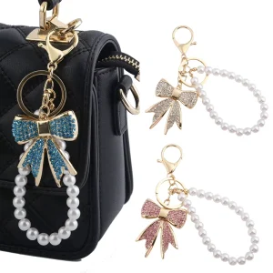 Bag Charm Fashion Cartoon Butterfly Rhinestone Keychain with Crystal Design for Women’s Handbag and Car Accessories