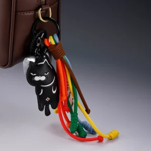 Bag Charm OEM Custom Fashion Cat Bag Charm Multicolor Cord Tassel Metal Key Ring for Boutique Handbags
