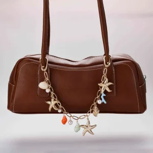 Bag Charm OEM Custom Ocean Theme Gold Metal Chain Bag Charm Starfish Shell Pearl Pendant Handbag Bag Charm