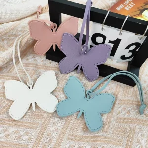 Bag Charms Pendant Butterfly Shaped Handmade Keychain Double Layer Chain Hanging Ornament for Car Handbag Purse