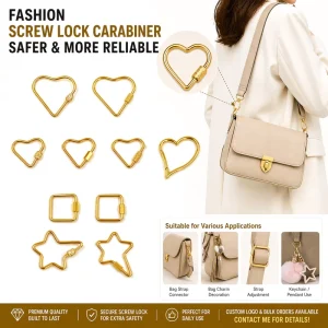 Bag Hardware Clasp Stainless Steel Decorative Fashion Screw Carabiner Lock Charms For Handbag Making Connector