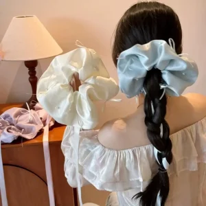 Ballet Style Bow Tie Hair Band Ribbon Hair Accessories Elegant Satin Hair Scrunchies