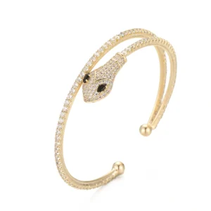 Bangle Creative Gothic Double Layer Single Snake Head Fine Jewelry Colorful Boho Beach Snake Permanent Jewelry Cuff Bangles