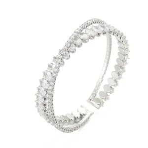 Bangle Sophisticated Engagement Double-Layer Wrapped Coarse Oval Zirconium Daily Necessities Colored Winter Diy Charm Bangles