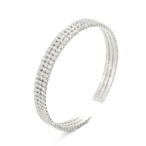 Bangle Statement Upscale Three-Layer Square Zirconia Stacked Thickly Womens Jewelry Beach Stylish Cristamas Charm Bangle