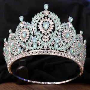 Baroque Big Rhinestone Adjustable Party Costume Wedding Crown Diadem Crystal Banquet Tiaras
