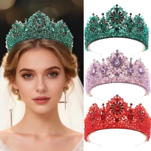 Baroque European and American Pageant Bridal Crown Women’s Alloy Crystal Wedding Headband Hair Accessories