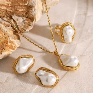 Baroque Pearl Earring Jewelry Set High Imitation Baroque Pearl Jewelry Set for Women