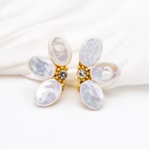 Baroque Pearl Earrings Women’s Floral Stud Earrings Ear Clips