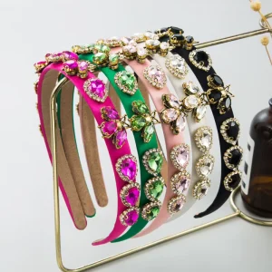 Baroque Style Bees with Sparkling Diamonds Headbands Vintage Bright colored Thin Border Headband Hair Accessories