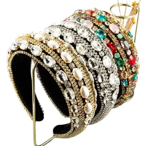 Baroque Style Hair Accessories Luxury Rhinestone Headbands Fancy Sponge Crystal Headband for Women