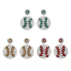 Baseball Beaded Western Earrings Designer Jewelry
