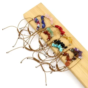 Beach Bracelet Gift Handmade 13 Colors Chips Charms Thread Adjustable Irregular Natural Stone Color Crystal Beaded Bracelets