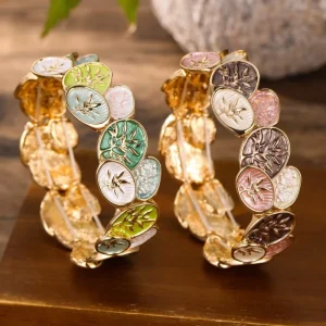 Beach Vacation Women Tree of Life Bracelet Fashion Adjustable Elastic Strings Enamel Bangle